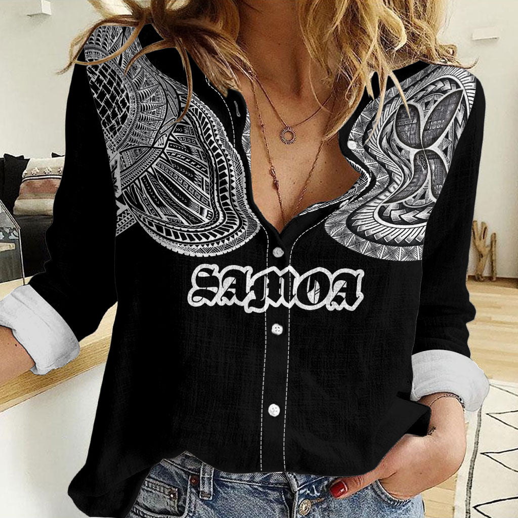 Samoa Traditional Tattoo Women Casual Shirt Tribal Tatau Pattern