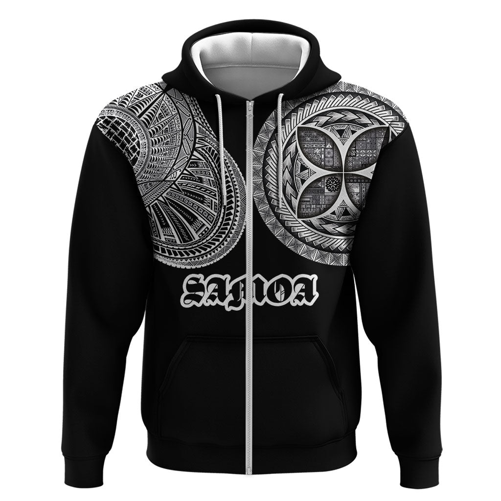 Samoa Traditional Tattoo Zip Hoodie Tribal Tatau Pattern LT03 Zip Hoodie Black - Polynesian Pride