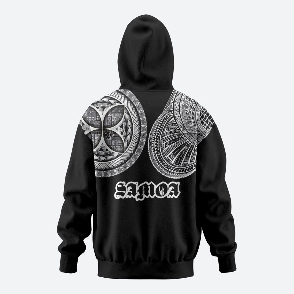 Samoa Traditional Tattoo Zip Hoodie Tribal Tatau Pattern