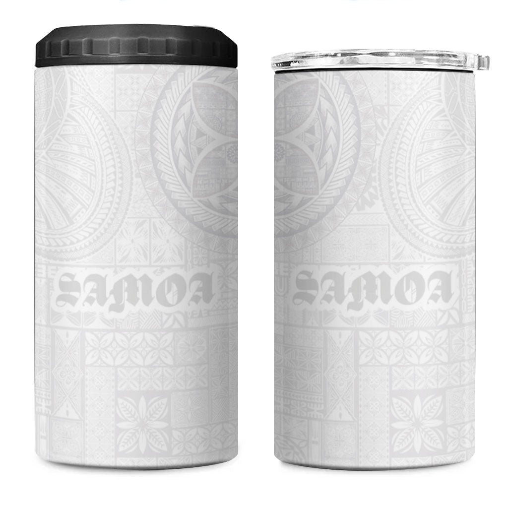 Samoa Lotu Tamaiti 4 in 1 Can Cooler Tumbler Tribal Tatau with Siapo Pattern