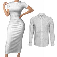 Samoa Lotu Tamaiti Couples Matching Short Sleeve Bodycon Dress and Long Sleeve Button Shirt Tribal Tatau with Siapo Pattern