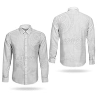 Samoa Lotu Tamaiti Couples Matching Short Sleeve Bodycon Dress and Long Sleeve Button Shirt Tribal Tatau with Siapo Pattern
