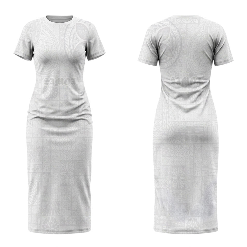 Samoa Lotu Tamaiti Couples Matching Short Sleeve Bodycon Dress and Long Sleeve Button Shirt Tribal Tatau with Siapo Pattern