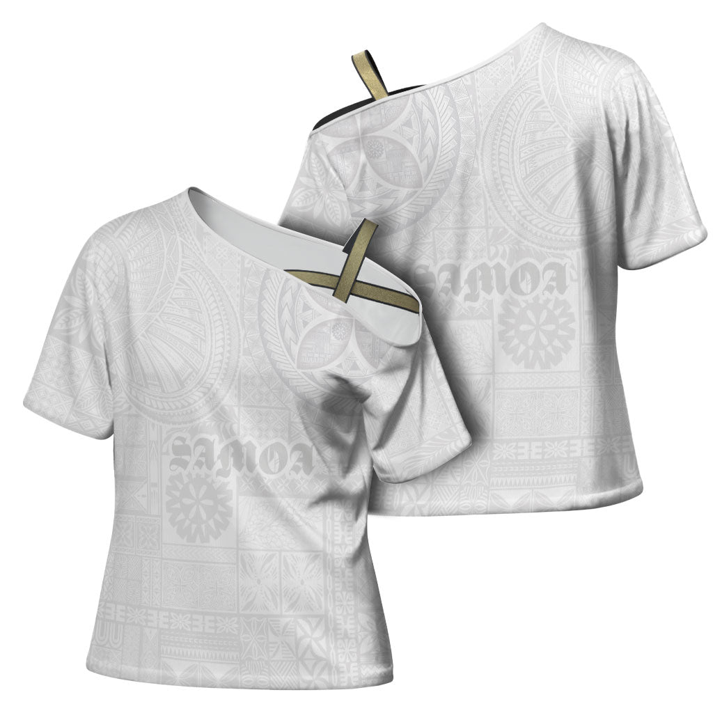 Samoa Lotu Tamaiti Cross Shoulder Shirt Tribal Tatau with Siapo Pattern