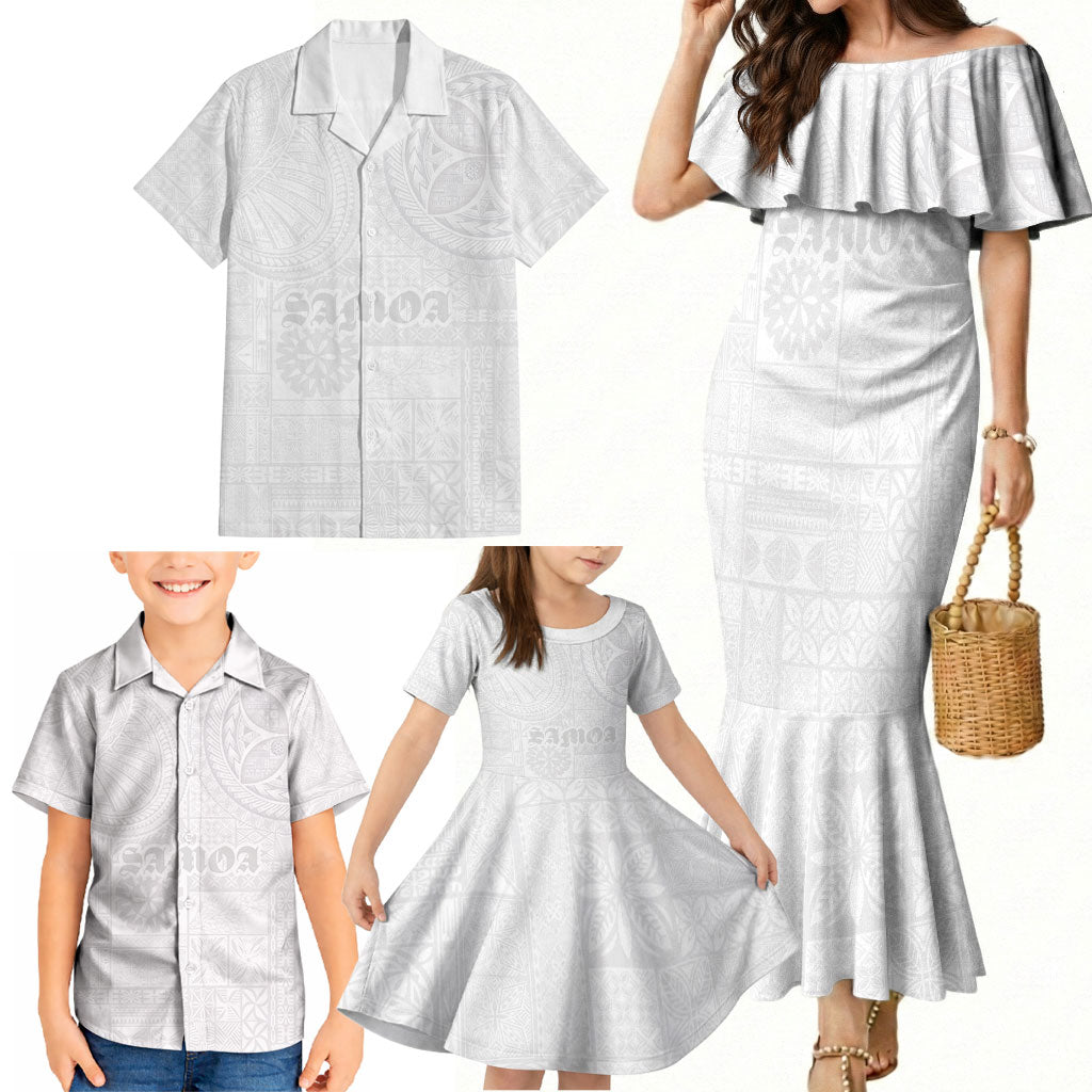 Samoa Lotu Tamaiti Family Matching Mermaid Dress and Hawaiian Shirt Tribal Tatau with Siapo Pattern