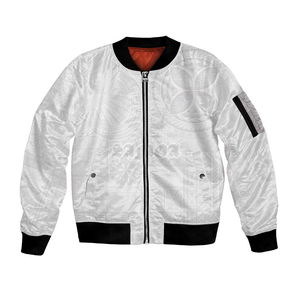 Samoa Lotu Tamaiti Sleeve Zip Bomber Jacket Tribal Tatau with Siapo Pattern