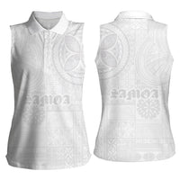 Samoa Lotu Tamaiti Women Sleeveless Polo Shirt Tribal Tatau with Siapo Pattern