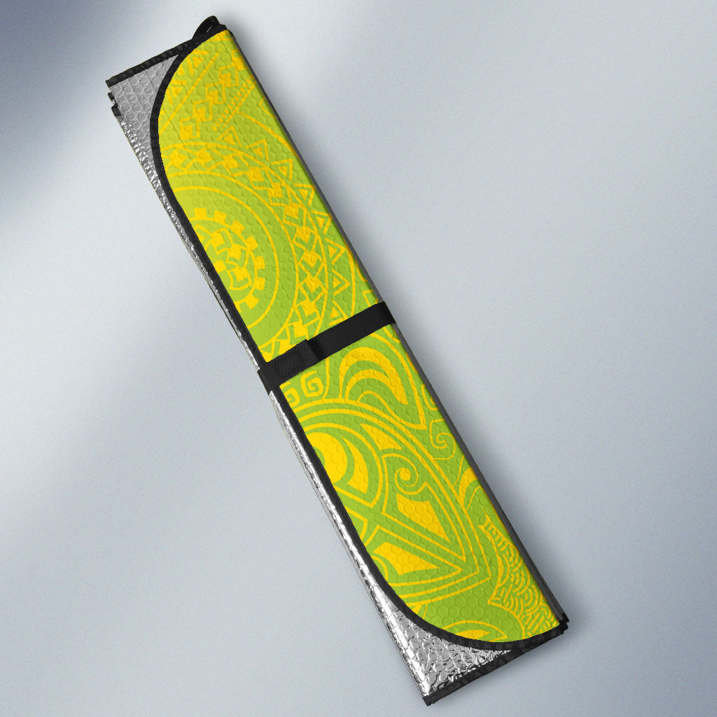 Hawaiian Mango Auto Sun Shade Polynesian Art Pattern and Kakau Tattoo