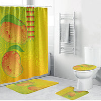 Hawaiian Mango Bathroom Set Polynesian Art Pattern and Kakau Tattoo
