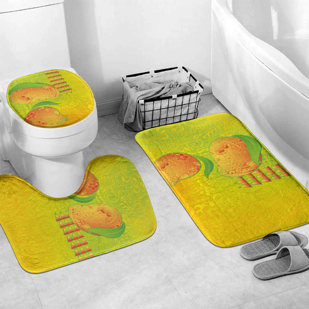 Hawaiian Mango Bathroom Set Polynesian Art Pattern and Kakau Tattoo