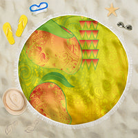 Hawaiian Mango Beach Blanket Polynesian Art Pattern and Kakau Tattoo