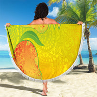Hawaiian Mango Beach Blanket Polynesian Art Pattern and Kakau Tattoo