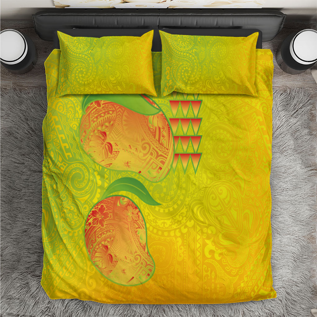 Hawaiian Mango Bedding Set Polynesian Art Pattern and Kakau Tattoo LT03 Yellow - Polynesian Pride