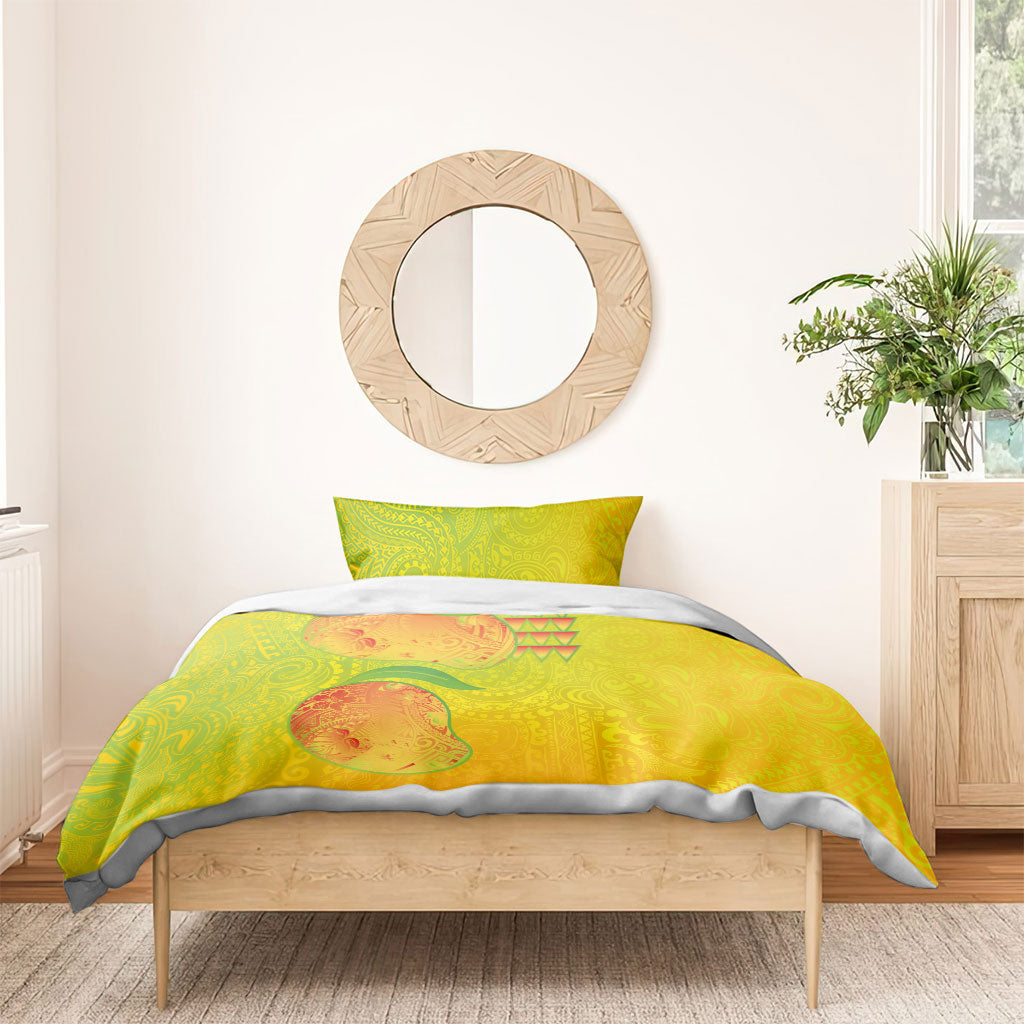 Hawaiian Mango Bedding Set Polynesian Art Pattern and Kakau Tattoo
