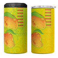 Hawaiian Mango 4 in 1 Can Cooler Tumbler Polynesian Art Pattern and Kakau Tattoo
