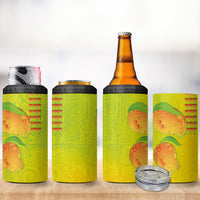 Hawaiian Mango 4 in 1 Can Cooler Tumbler Polynesian Art Pattern and Kakau Tattoo