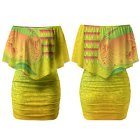 Hawaiian Mango Couples Matching Off Shoulder Short Dress and Hawaiian Shirt Polynesian Art Pattern and Kakau Tattoo