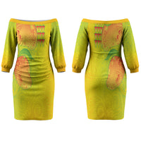Hawaiian Mango Couples Matching Off The Shoulder Long Sleeve Dress and Hawaiian Shirt Polynesian Art Pattern and Kakau Tattoo