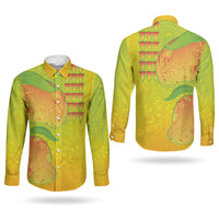 Hawaiian Mango Couples Matching Summer Maxi Dress and Long Sleeve Button Shirt Polynesian Art Pattern and Kakau Tattoo