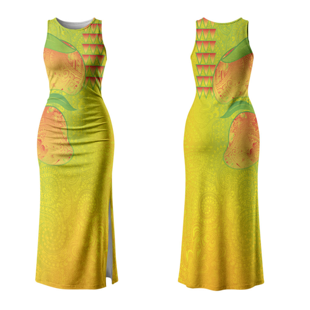 Hawaiian Mango Couples Matching Tank Maxi Dress and Hawaiian Shirt Polynesian Art Pattern and Kakau Tattoo