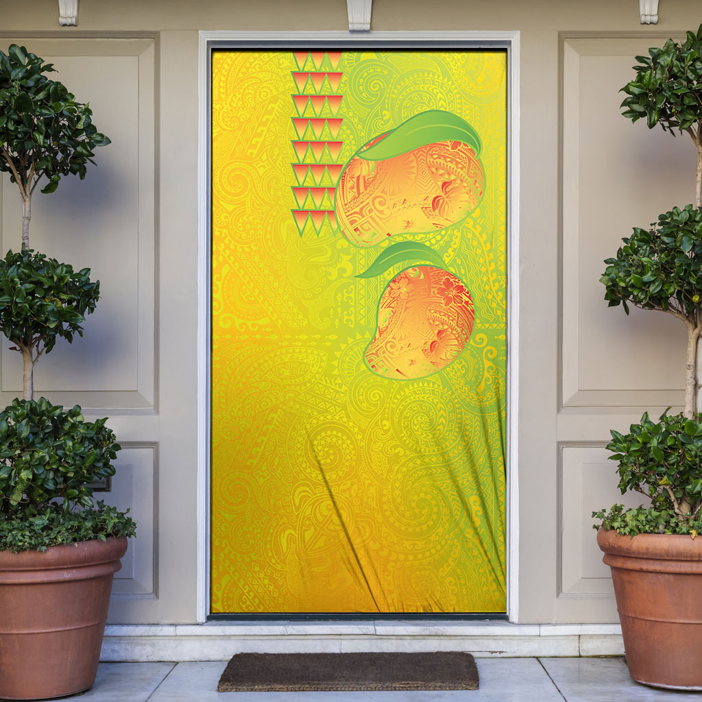 Hawaiian Mango Door Cover Polynesian Art Pattern and Kakau Tattoo