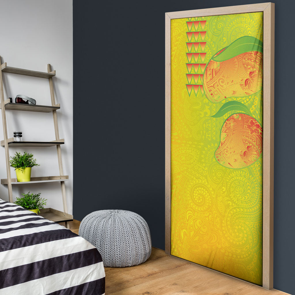 Hawaiian Mango Door Cover Polynesian Art Pattern and Kakau Tattoo