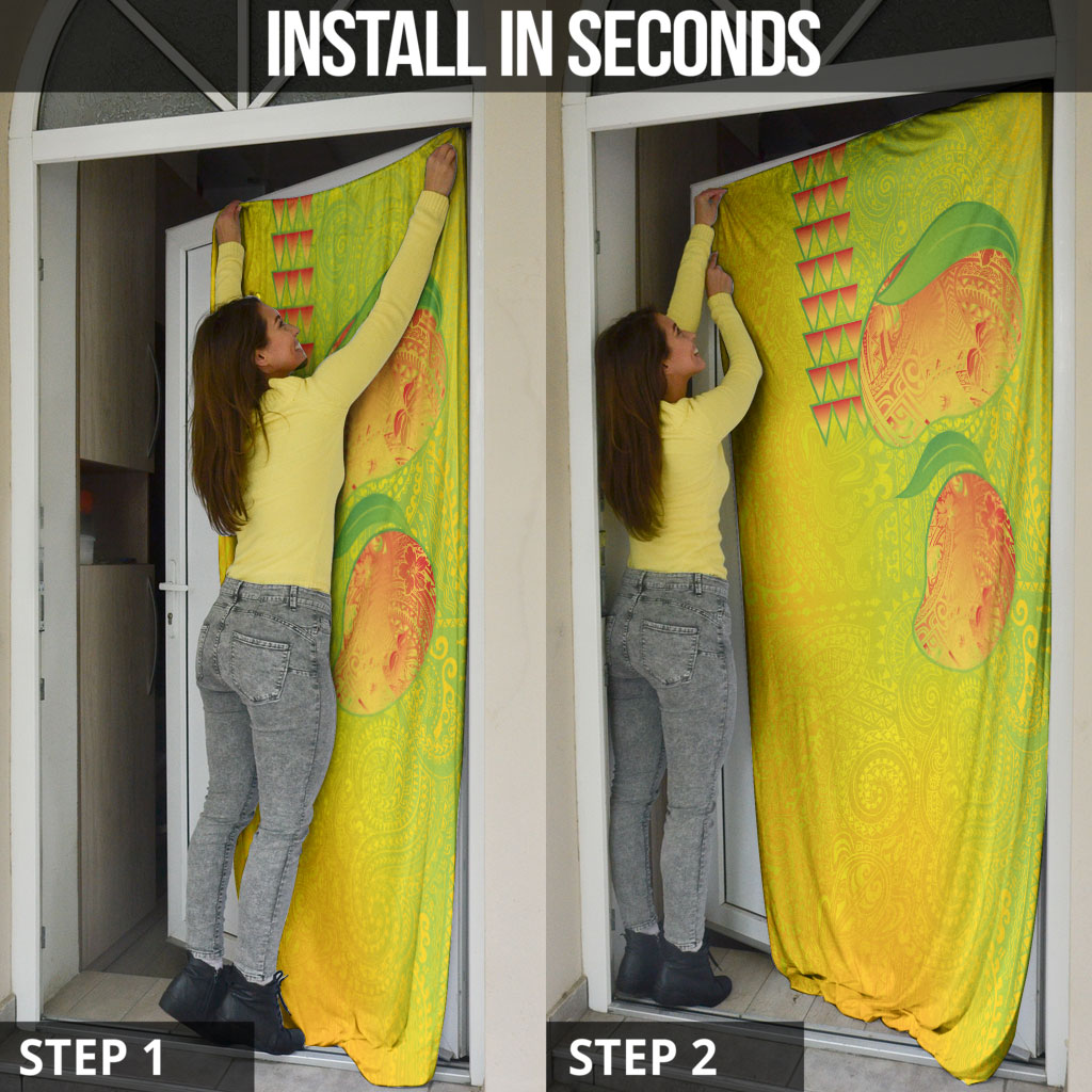 Hawaiian Mango Door Cover Polynesian Art Pattern and Kakau Tattoo