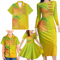 Hawaiian Mango Family Matching Long Sleeve Bodycon Dress and Hawaiian Shirt Polynesian Art Pattern and Kakau Tattoo