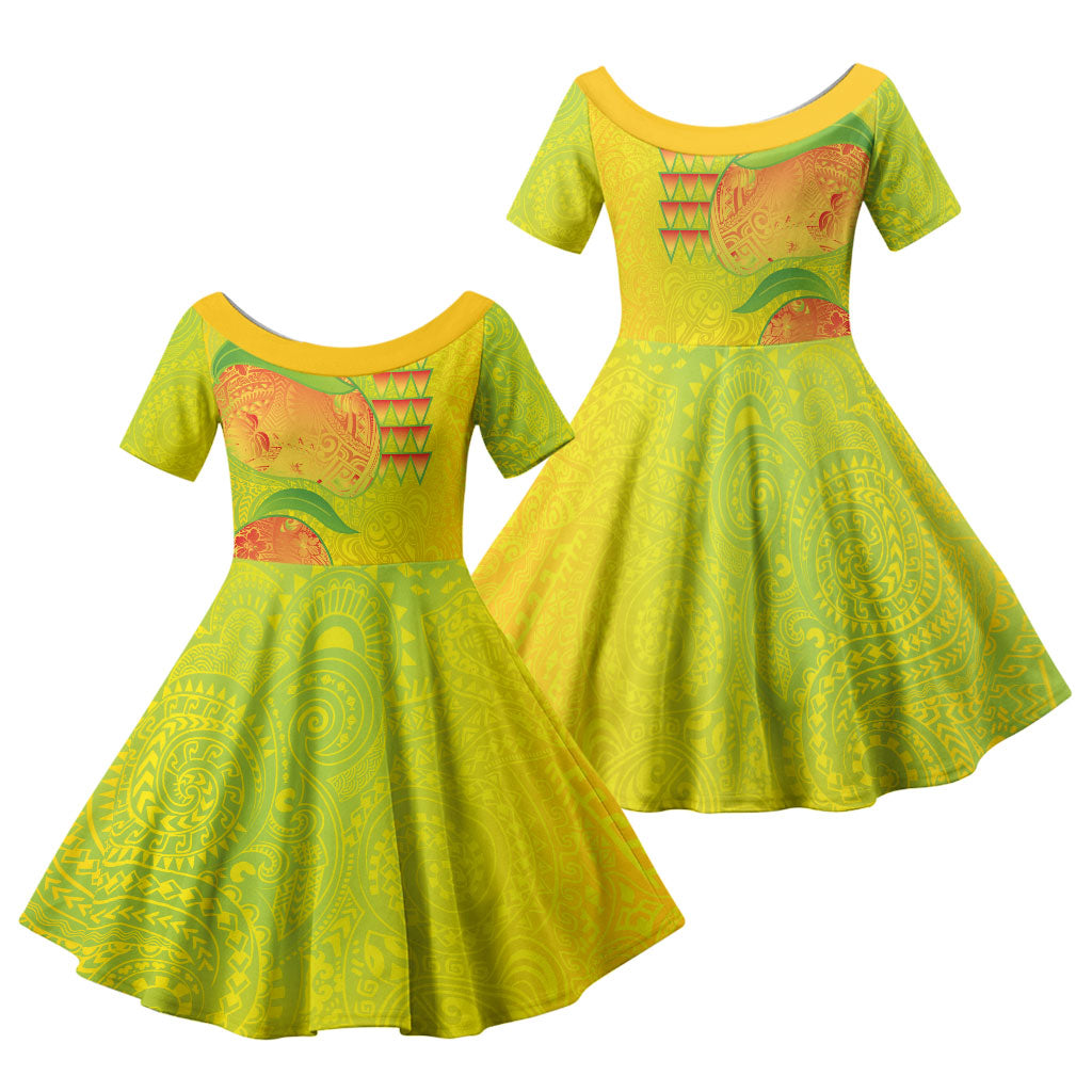 Hawaiian Mango Family Matching Long Sleeve Bodycon Dress and Hawaiian Shirt Polynesian Art Pattern and Kakau Tattoo