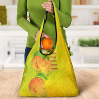 Hawaiian Mango Grocery Bag Polynesian Art Pattern and Kakau Tattoo