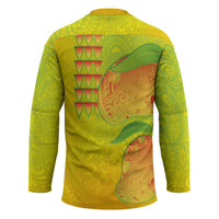 Hawaiian Mango Hockey Jersey Polynesian Art Pattern and Kakau Tattoo