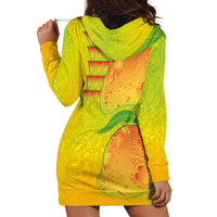 Hawaiian Mango Hoodie Dress Polynesian Art Pattern and Kakau Tattoo