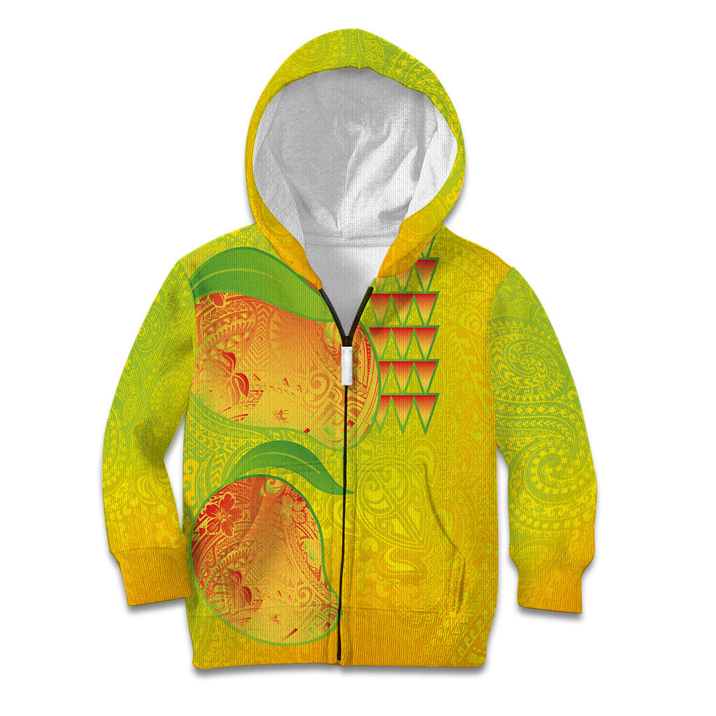 Hawaiian Mango Kid Hoodie Polynesian Art Pattern and Kakau Tattoo