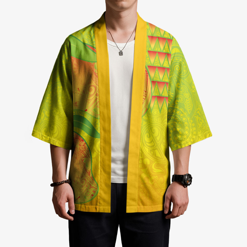 Hawaiian Mango Kimono Polynesian Art Pattern and Kakau Tattoo