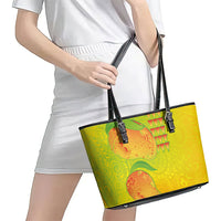 Hawaiian Mango Leather Tote Bag Polynesian Art Pattern and Kakau Tattoo