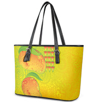 Hawaiian Mango Leather Tote Bag Polynesian Art Pattern and Kakau Tattoo