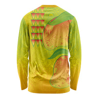Hawaiian Mango Long Sleeve Shirt Polynesian Art Pattern and Kakau Tattoo