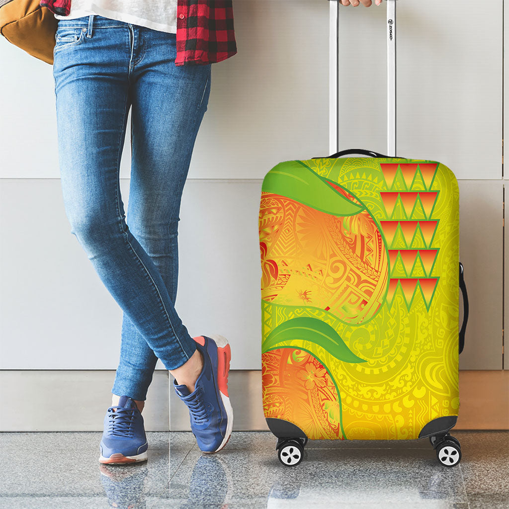 Hawaiian Mango Luggage Cover Polynesian Art Pattern and Kakau Tattoo
