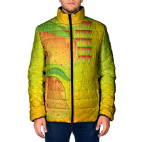 Hawaiian Mango Padded Jacket Polynesian Art Pattern and Kakau Tattoo