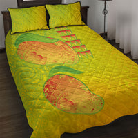 Hawaiian Mango Quilt Bed Set Polynesian Art Pattern and Kakau Tattoo