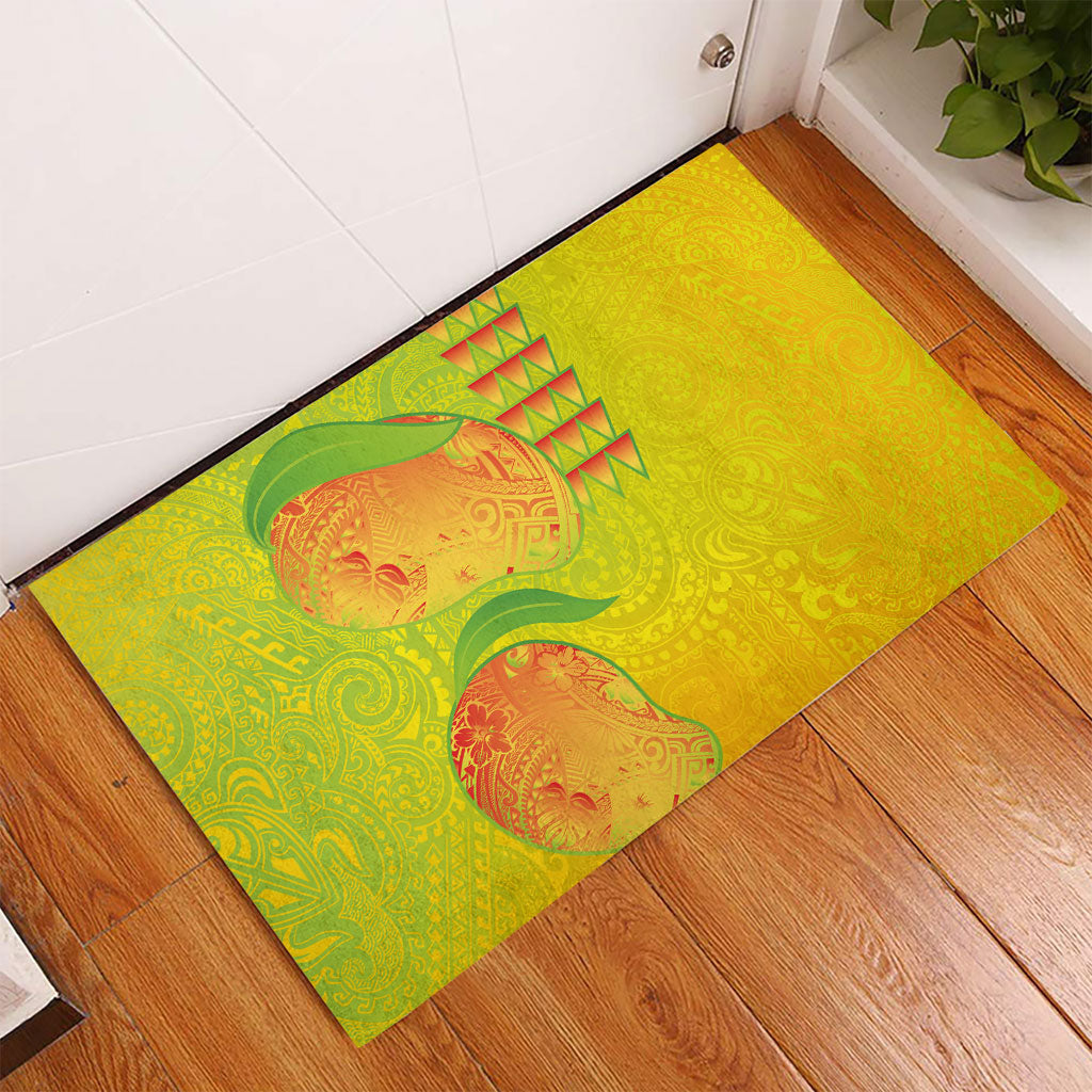 Hawaiian Mango Rubber Doormat Polynesian Art Pattern and Kakau Tattoo