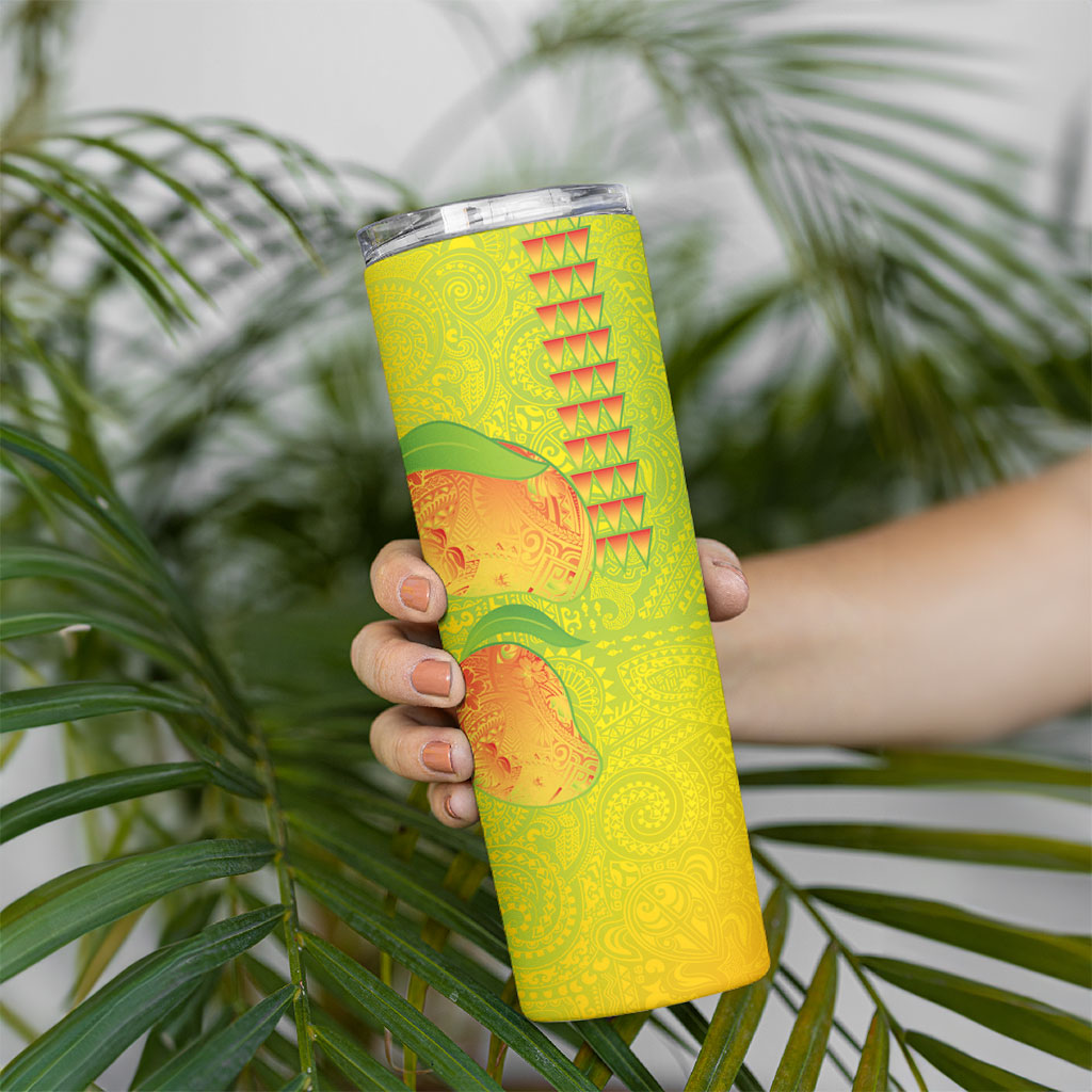 Hawaiian Mango Skinny Tumbler Polynesian Art Pattern and Kakau Tattoo