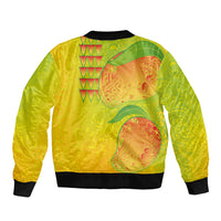 Hawaiian Mango Sleeve Zip Bomber Jacket Polynesian Art Pattern and Kakau Tattoo