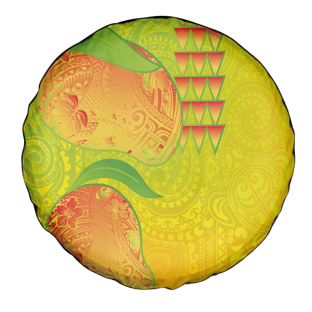 Hawaiian Mango Spare Tire Cover Polynesian Art Pattern and Kakau Tattoo