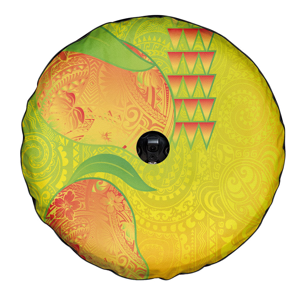 Hawaiian Mango Spare Tire Cover Polynesian Art Pattern and Kakau Tattoo