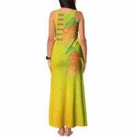 Hawaiian Mango Tank Maxi Dress Polynesian Art Pattern and Kakau Tattoo