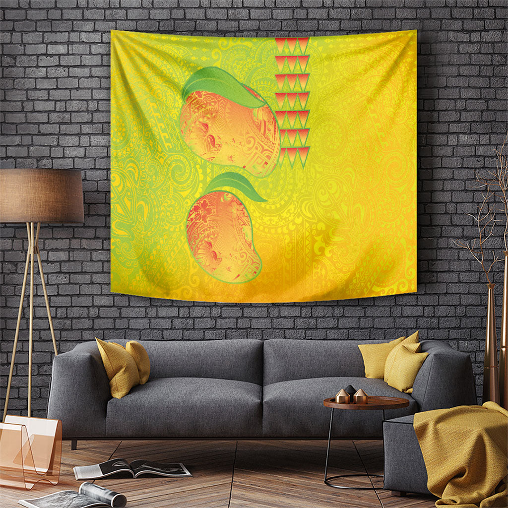 Hawaiian Mango Tapestry Polynesian Art Pattern and Kakau Tattoo