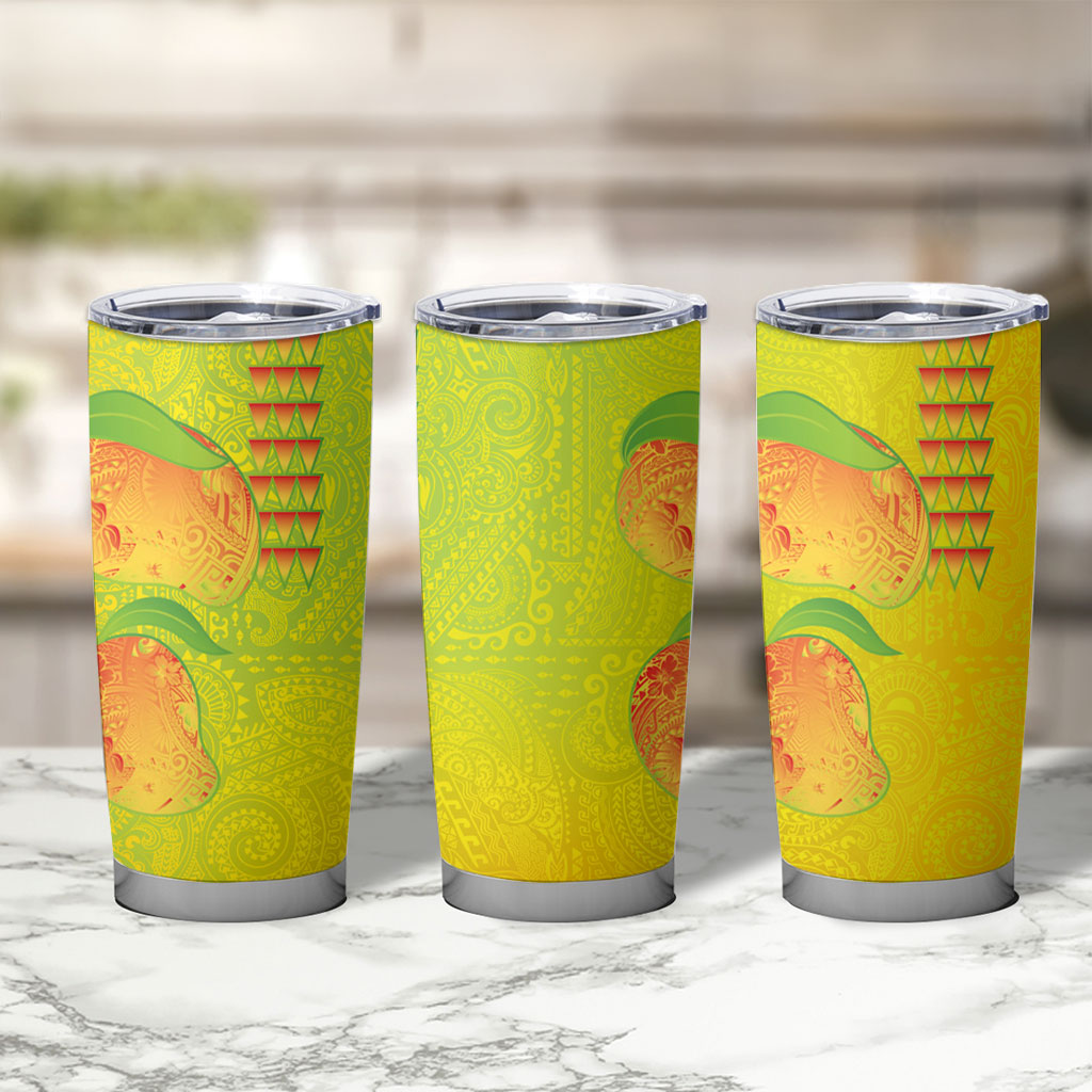 Hawaiian Mango Tumbler Cup Polynesian Art Pattern and Kakau Tattoo