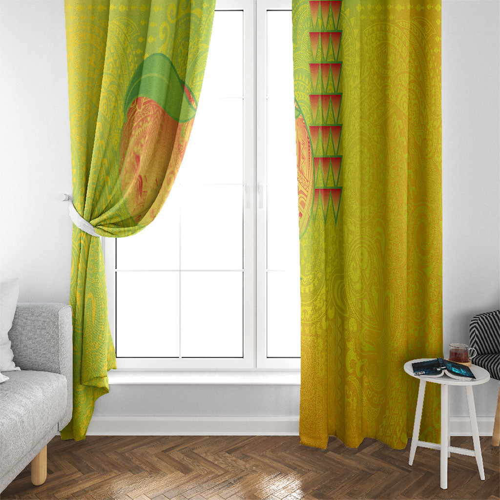 Hawaiian Mango Window Curtain Polynesian Art Pattern and Kakau Tattoo