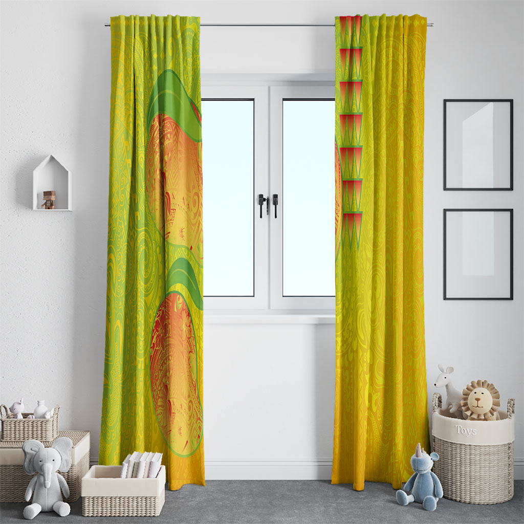 Hawaiian Mango Window Curtain Polynesian Art Pattern and Kakau Tattoo